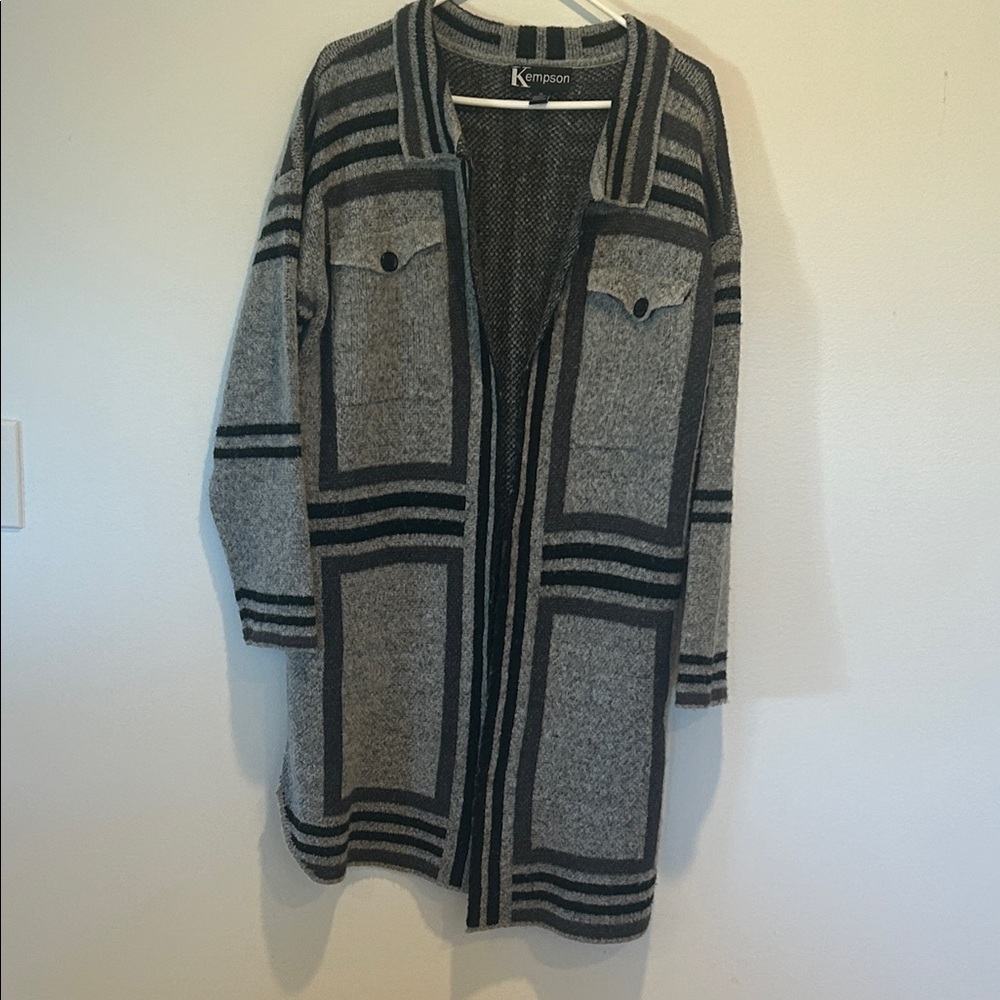 Kempson Black and Gray Knit Cardigan
